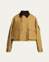 Sacai Hybrid Cargo Pocket Contrast Collar Utility Jacket In Beige X Khaki