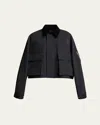 Sacai Hybrid Cargo Pocket Contrast Collar Utility Jacket In Black