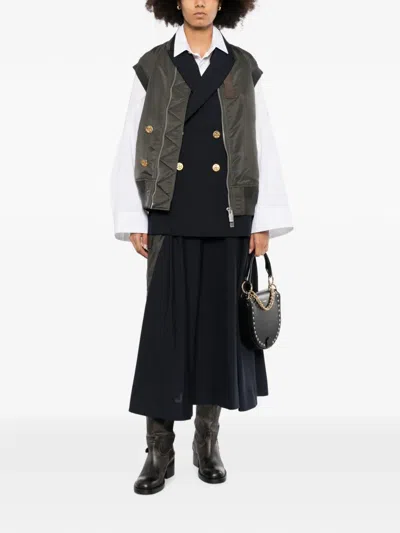 Sacai Hybrid Cargo-pocket Skirt In Black