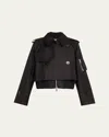 Sacai Hybrid Crop Trench Blouson Jacket In Black