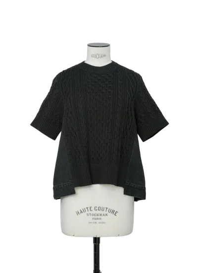 Sacai Hybrid Denim And Cotton-knit Sweater In Black