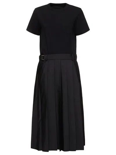Sacai Panelled Maxi Skirt In Black