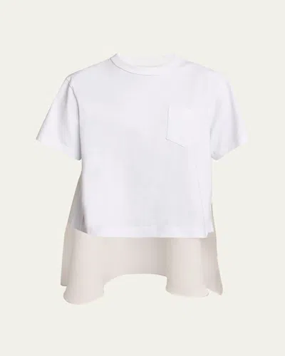 Sacai Hybrid High Low T-shirt In White