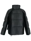 Sacai Womens Black Funnel-neck Contrast-panels Regular-fit Shell Coat