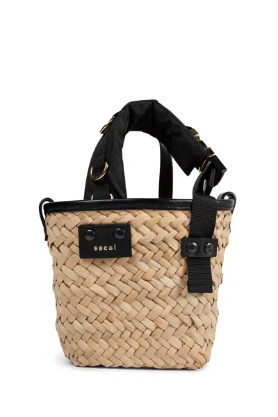 Sacai Hybrid Marche Micro Tote In Sand