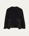 SACAI HYBRID RIBBED WOOL BLAZER SWEATER