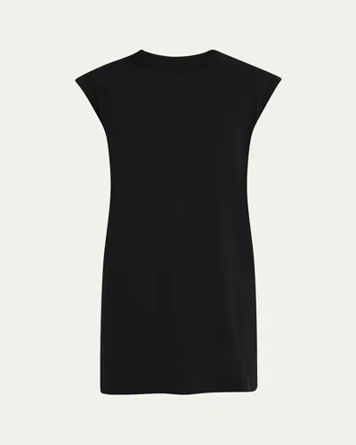 Sacai Hybrid Satin Ruffle Back Knit Front Shirt Dress In Black