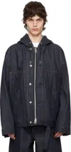 Sacai Hooded Denim Jacket Non-stretch Denim Jacket. In 499 Indigo