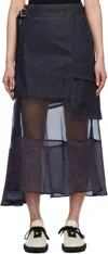 Sacai Indigo Mix Denim Maxi Skirt In 499 Indigo