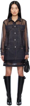 Sacai Indigo Mix Denim Minidress In 499 Indigo