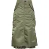 Sacai Pleated Gathered Midi Skirt In Khaki 501