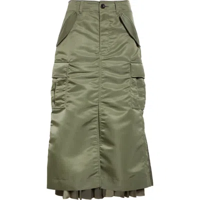 SACAI SACAI INSULATED NYLON TWILL MIDI CARGO SKIRT