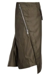 Sacai Insulated Nylon Twill Skirt In Brown