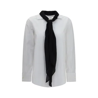 Sacai Integrated Scarf Detail Shirt In White