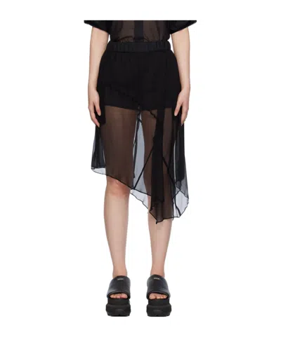 Sacai Black Asymmetric Midi Skirt In 001 Black