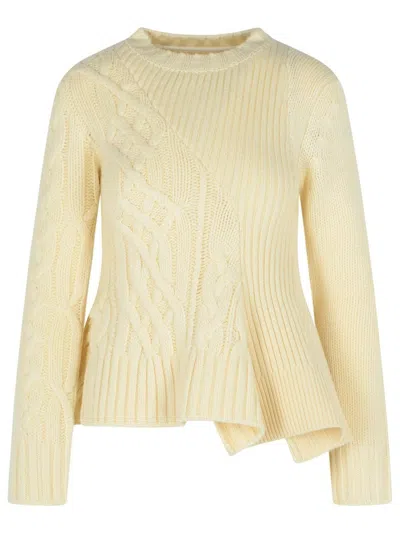 SACAI IVORY WOOL SWEATER