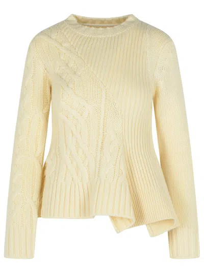 Sacai Ivory Wool Sweater In Yellow