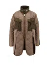 Sacai Padded And Quilted Jacket With Nylon Inserts In Beige