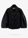 Sacai Double-breasted Wool Coat In Black