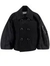 Sacai Double-breasted Wool Coat In Black