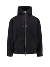 Sacai Mens Black Stripe Regular-fit Padded Wool Jacket In Black