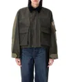Sacai Hybrid Cargo Pocket Contrast Collar Utility Jacket In Green