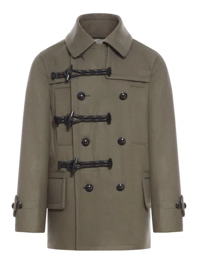 Sacai Wool Melton Jacket In Green