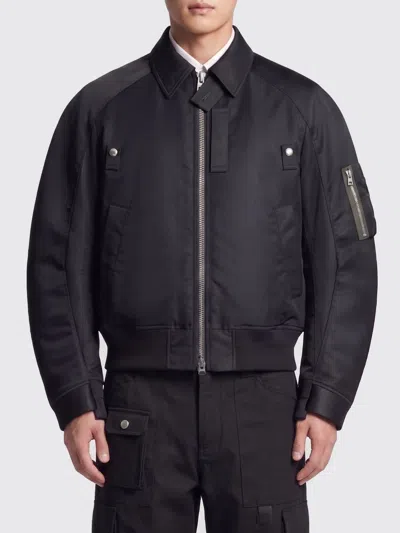 Sacai Twill Collared Zip-up Blouson In Black