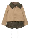 Sacai Double-layered Jacket In Brown