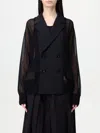 Sacai Semi-transparent Blazer Jacket In Black
