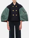 Sacai Wool Melton X Nylon Twill Jacket In Blau