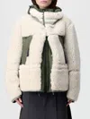 Sacai Two Tone Hooded Jacket Pockets In Neutral