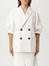 Sacai Balzer Double-breasted Wool And Silk Jackets White In White