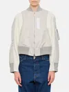 Sacai Nylon Twill X Knit Blouson In Weiss