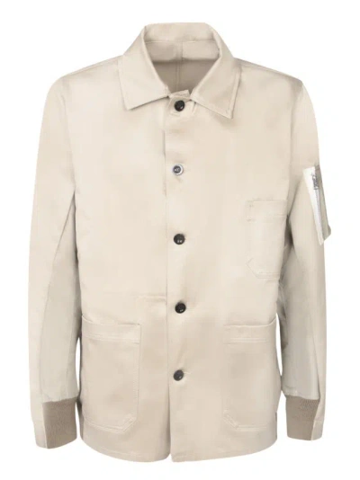Sacai Jacket With Classic Collar In Neutrals