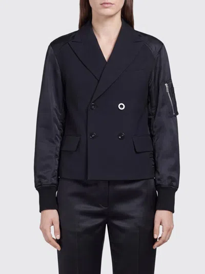 Sacai Jacket Woman Color Black In Blue