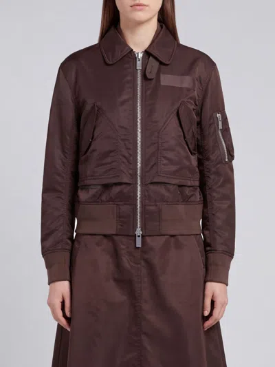 Sacai Jacket Woman Color Brown In Burgundy