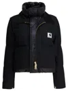 Sacai X Carhartt Wip Corduroy-collar Logo-patch Jacket In Black