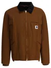 Sacai X Carhartt Zip-up Contrast-collar Jacket In Brown