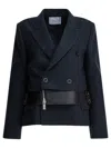 Sacai Wool And Leather Coat Jackets And Coats Grey In Gray