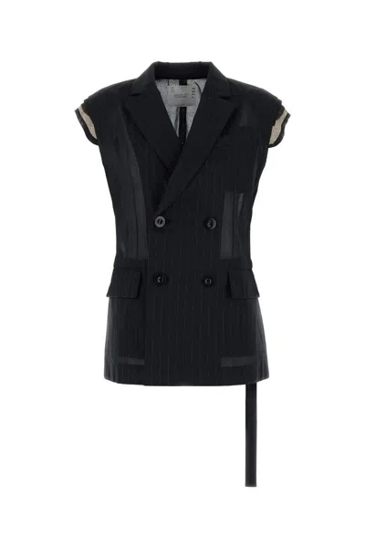 Sacai Jackets And Vests In Black