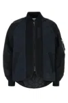 Sacai Nylon-sleeve Quilted Zip Up Jacket In Black