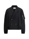 Sacai Suiting Bonding X Nylon Twill Jacket In Black