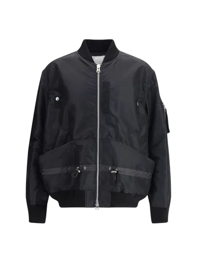 Sacai Bomber Jacket In Nylon In Blue