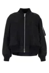 Sacai Womens Black Relaxed-fit Round-neck Shell Jacket In Black
