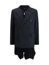 Sacai Wool Melton And Wool Knit Jacket In Blue