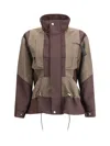 Sacai Paneled High-neck Bomber Jacket In Brown