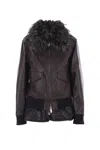 Sacai Convertible Plush-trimmed Padded Leather Jacket In Brown