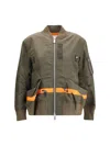 Sacai Stripe-detail Zip-up Bomber Jacket In Green