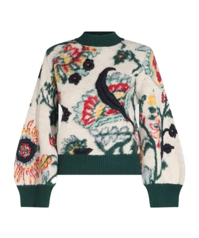 Sacai Jacquard Floral Knitted Sweater In Multi